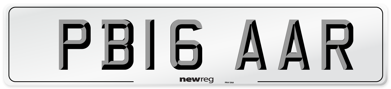 PB16 AAR Number Plate from New Reg